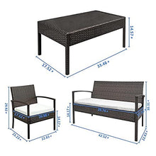 DUYHBAWRS in Stock 2pcs Arm Chairs 1pc Love Seat & Tempered Glass Coffee Table Rattan Sofa Set Brown Gradient Patio Outdoor Furniture