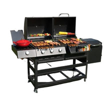 Dual Fuel (Charcoal & Gas) Large BBQ Grill, Stainless Steel Outdoor Backyard Grille for Home