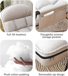 MHJKHG Rocking Chair Leisure Rocking Chair and Footstool Set, Adult Rocking Chair Adjustable Back Recliner Chair for Living Room Patio Balcony,Glider Rocker Upholstered Armchair，Orange One Size