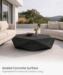 eldimer no.103 GFRC Concrete Coffee Table 35.4” - Handcrafted Round Modern Architectural Table, Weather Resistant, Indoor & Outdoor, 125 lbs Solid Cement Construction for Patio or Living Room