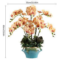 QQWW Artificial Phalaenopsis Orchid Bonsai Faux Flowers with Vase Flowers Arrangement 9 Head PU Bonsai for Home Office Table Decor (Color : White)