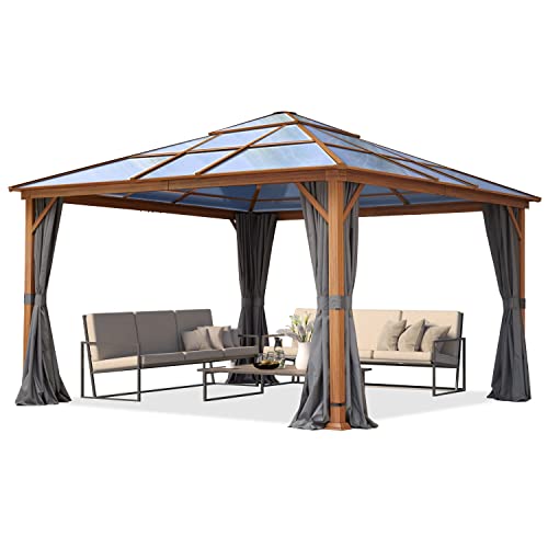 TOOLPORT 13x13 ft Hardtop Gazebo Polycarbonate Roof, Gray