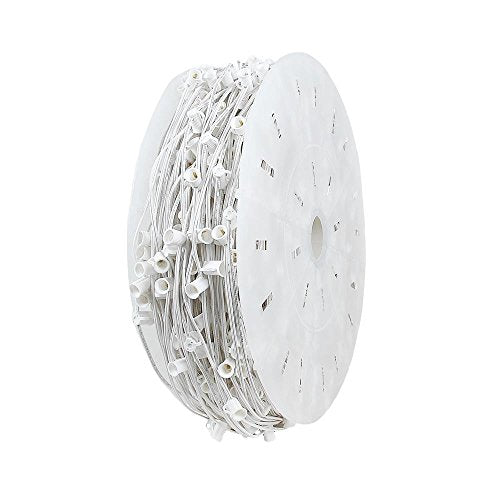 Novelty Lights 1,000 Feet C9, E17 Socketed Light Spool, White Bulk Reel