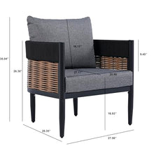 SAFAVIEH Outdoor Collection Harrison Black & Grey Barrel Back Chair Set of 2