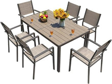 Homall 7 Pieces Patio Dining Set, Metal Outdoor Dining Set for 6, Brown