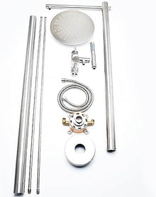 MKLFBY Outside Shower Portable Garden Shower W/Adjustable Shower Head & Valve Controls, Vertical Stainless Steel Outdoor Shower Fixture System,for Holiday and Camping