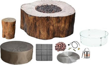 Elementi Lunar Bowl Cast Concrete Fire Table Bundle, Outdoor Fire Pit Fire TablePatio Furniture, Light Gray (Liquid Propane Gas)