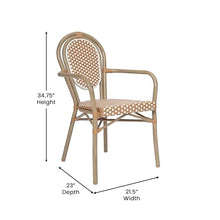 Merrick Lane Celia Indoor/Outdoor Bistro Stack Chair Set of Four Natural & White Rattan Light Natural Frame