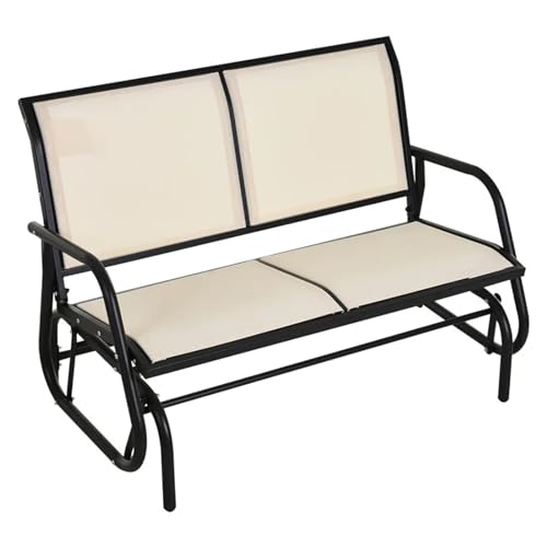 2-Person Outdoor Glider Bench, Patio Swing Rocking Chair Loveseat for Backyard Garden
