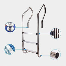 Swimming Pool Ladder 304 Stainless Steel Swimming Pool Ladder with 3-Layer Anti-Skid Ladder Water Park Ladder no Embedded/Silver / 54×58×150cm (Silver 54×58×150cm)