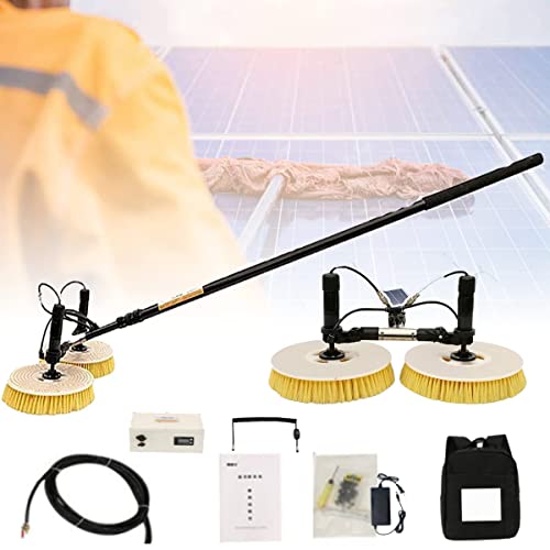 TGBHM Double Head Automatic Solar Panel Cleaning Brush,Electric Water Fed Pole Kit,Extendable Pole Water Fed Pool Cleaning Brush&Other Cleaning Activities,Size-7.5M