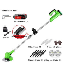 Lawn Mowers Rotary Lawn Mower Electric Rechargeable Household Small Lawn Mower Multifunctional Lithium Battery Lawn Mower for Agriculture and Gardening (Green Battery*1)