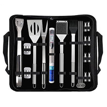 XIXIDIAN 20pcs BBQ Tools Gift Set for Men Dad, Stainless Steel Grill Set with Thermometer, Grilling Accessories Kit in Portable Carrying Bag for Camping