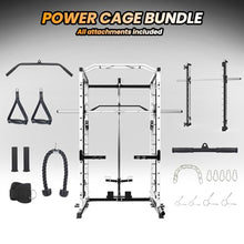 STMHOM Power Cage 1600 Lbs with Smithbar & LAT Pulldown White