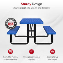 Leisure Craft 8' Rectangle Metal Picnic Table with Bench for 8, Made in USA