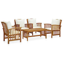 HNSMFPRE Solid Acacia Wood Patio Lounge Set with Coffee Table and Cushions for Garden