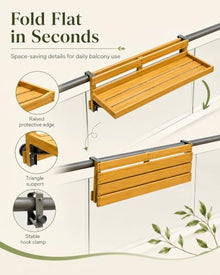 YYBHKHBY Balcony Railing Table - Hanging Foldable Deck Desk for Patio - Small Space Furniture for Apartment - Solid Wood Rail Shelf with Adjustable Hooks,Green,59.1x11.8in