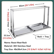 Hiedmeil Large Meat Cooling Rack with Double Tray and Hooks, Easy to Clean Stainless Steel Food Dryer for Beef Roast Display (62cm 125cm)