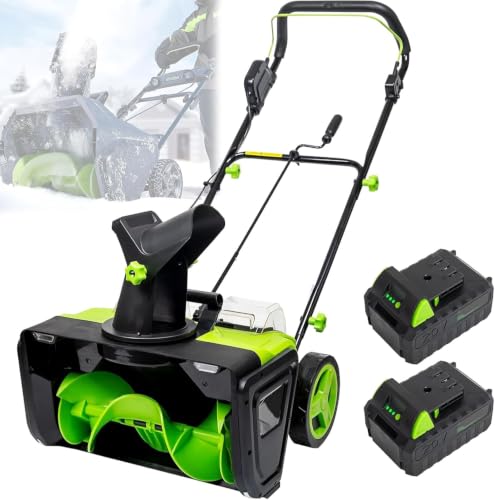 Cordless Electric Snow Blower 3500w,20-Inch Brushless Snow Thrower,Fast Charger,Dual Led Lights