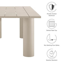 Modway Nautica 87 Inch Rectangle Metal Outdoor Patio Dining Table in Taupe