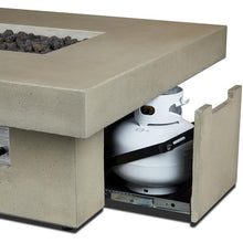 BBQGUYS Branchview 60 Inch Rectangular Steel Propane Fire Pit W/Hidden Tank in Beige Signature