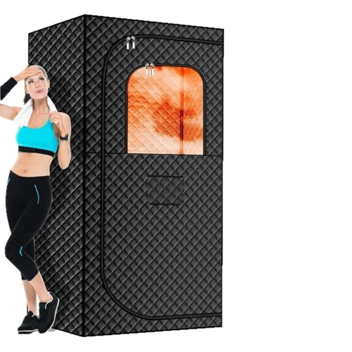 POGHDBXA Sauna Accessories, Full Size Portable Grey Steam Sauna Tent–Personal Home Spa, with Generator, Remote Control, Foldable Chair, Timer and(90 * 90 * 180 CM)