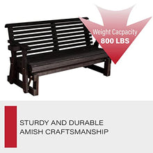 Amish Casual Heavy Duty 800 Lb Roll Back Pressure Treated Porch Glider with Cupholders (5 Foot, Semi Solid Black Stain)