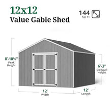 Little Cottage Co. 12x12 Value Gable Shed with Floor, Outdoor Wood Storage Do-It-Yourself Precut Kit