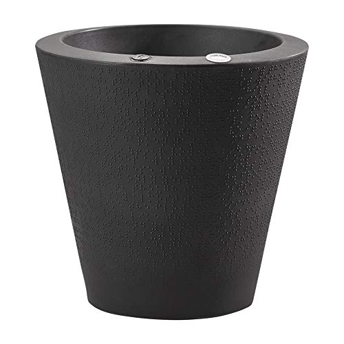 Crescent Garden Dot TruDrop Indoor/Outdoor Planter, Self-Watering Plant Pot, 26 Inches, (Caviar Black)