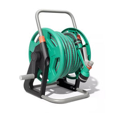 Portable Hose Pipe Reel, Mobile Hose Reel Cart Patio Watering Irrigation, Garden Hose Reel Kit Hose Cart Metal with Water Gun (Color : Green, Size : 30m)