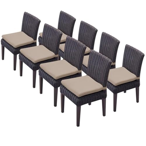 TK Classics Venice Patio Dining Side Chair Set of 8 Wheat Covers