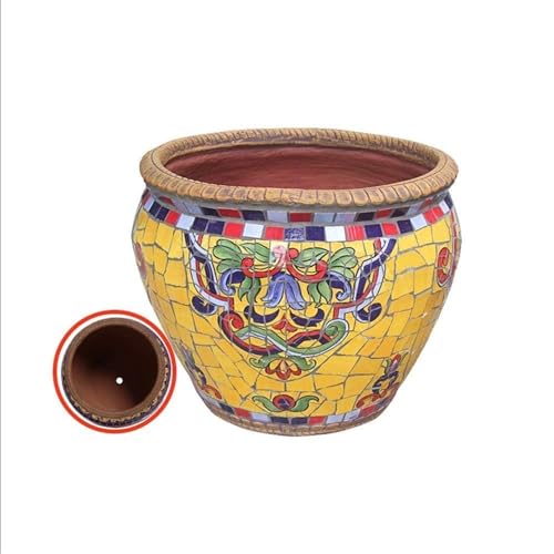 FAFACAI Flower Pots Flower Pot Planter, Outdoor/Indoor Unbreakable Ceramics Flowerpot Country Courtyard Garden Decoration, Large Diameter-C||L (Color : D, Size : M) (D Medium)