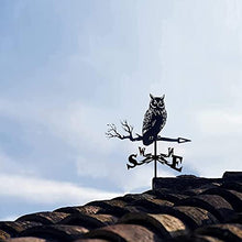 Weather Vane Owl Shape Roof Mount Weathervane Wind Direction Indicator Weathercock Wind Vane Measuring Tools Stainless Steel with Mounting Bracket