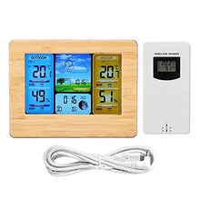 MVUYO Weather Forecast Station, Digital Indoor Outdoor Thermometer, Remote Sensor, Color Display, Barometer Temperature Alerts, Humidity Monitor, Alarm Clock and Moon Phase (Yellow)(D)
