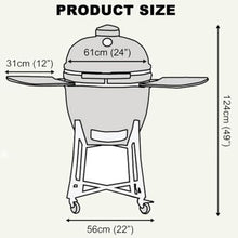 TT-YEL Large Charcoal Grill, Ceramic Grill on Wheels, with Thermometer, Lid, Storage Rack, Can Serve 8-10 People, Freestanding Camping Grill, Portable and Easy to Clean,Black