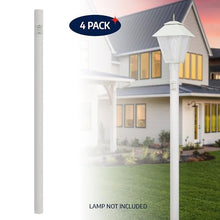 Solus 7-Foot Direct Burial Lamp Post – Outdoor Aluminum Light Pole with 120V Convenience Outlet – Fits Standard 3" Fixtures – Black, Bronze, or White – Made in USA, (White, Set of 4)