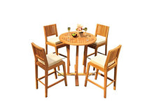 WholesaleTeakFurniture Grade-A Teak Wood Maldives 5 Pcs Bar Set with 36" Round Table & 4 Armless Chairs