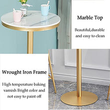 Dntum Bistro Table Made of Marble Top - Round,Small High Table for The Garden, Balcony and Outdoor Catering - Easy-Care Garden Tables with Metal Legs - White and Gold (Black 75cm(29.5in))