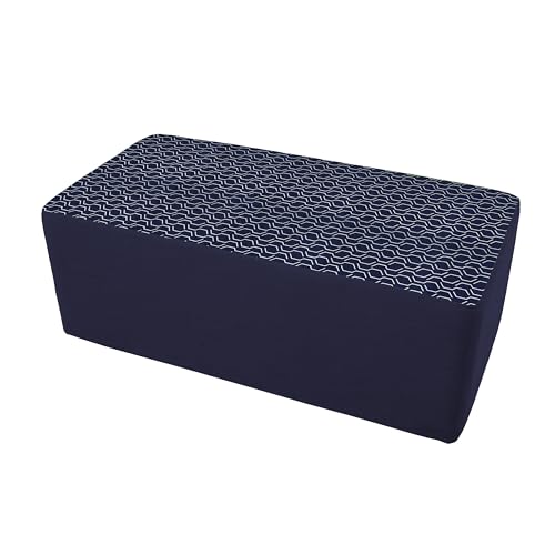 FDP 24" x 48" Rectangle Oversized Outdoor Ottoman Featuring Sunbrella Two-Tone - Weather-Resistant, Fade-Resistant, Assembled Patio Furniture for Backyard, Poolside Seating, 18" H - Indigo/Navy