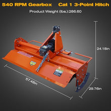 3 Point Rotary Tiller Attachment, Fits Cat 1 Tractors