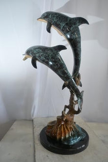 Nifao Dolphin, Coastal Ocean Decor Medium Bronze Statue, 18"L x 16"W x 39"H