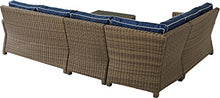 Crosley Furniture Bradenton 5-Piece Outdoor Sectional Sofa Set Brown with Navy Cushions