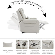 Oversized Light Grey Power Lift Recliner with Massage Heat & USB Ports