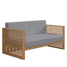 Modway Carlsbad Outdoor Patio Teak Wood Loveseat in Natural Gray