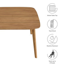Modway Vienna Outdoor Patio Teak Wood 46 Inch Square Dining Table in Natural – Weather-Resistant Breakfast Table with Rounded Corners – Bistro Table for 4 People – Small Outdoor Dining Table