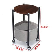NRFJFOP Removable Side Table Small Round Wheels Bedside with Removable Basket Bag