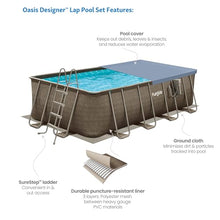 Funsicle Oasis Designer Rectangular Above Ground Pool with Accessories Kit Brown Basket