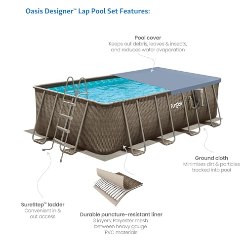 Funsicle Durable Rectangular Pool Cover for Oasis and Activity Pools Gray