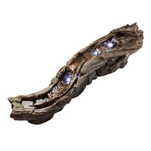 Alpine Corporation 80" Long Indoor/Outdoor Wood River Log Water Fountain with LED Lights, Cascading Natural Water Feature for Gardens, Patios, Yards, and Outdoor Decor, Brown and Gray