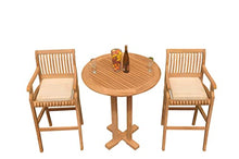 WholesaleTeak Grade-A Teak Wood Giva 3 Pcs Bar Set with 36" Round Table & 2 Arm Chairs